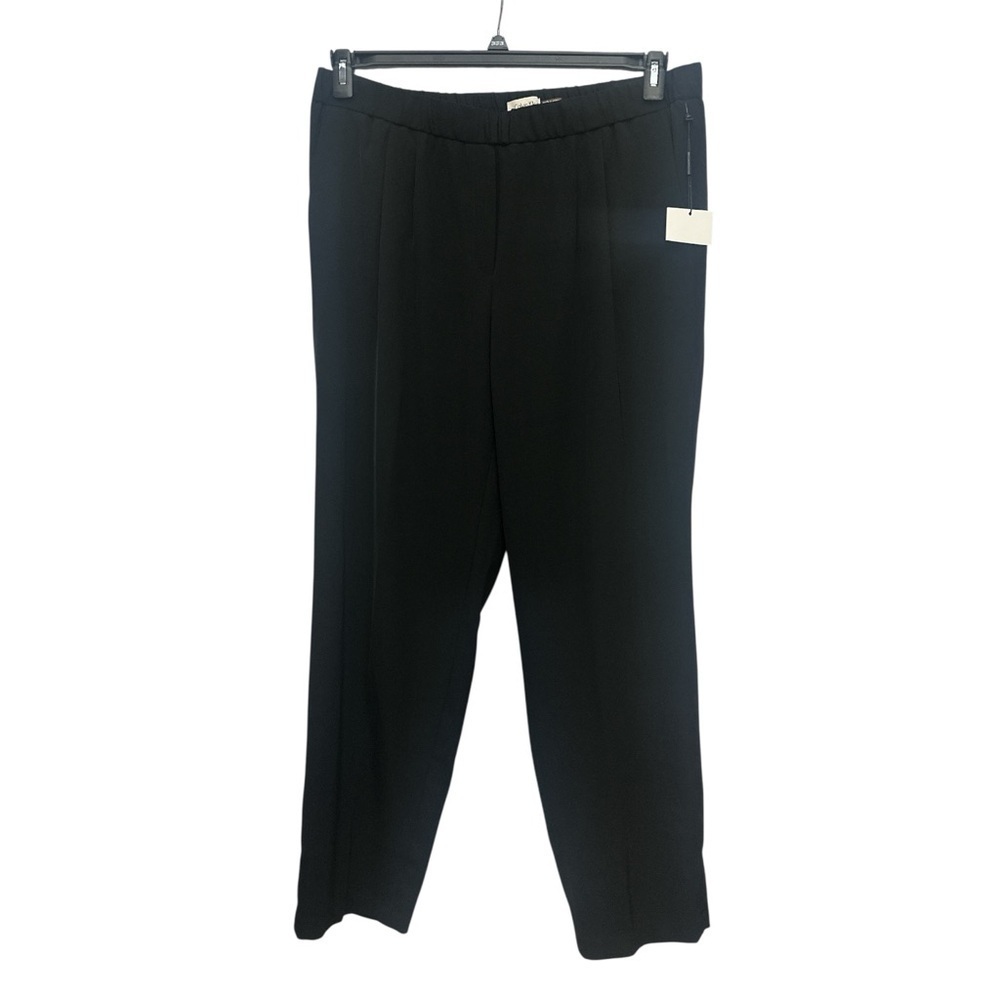 Calvin Klein Wide Leg Tailored Trousers Size 16W Black Pull On Stretch Crepe NWT